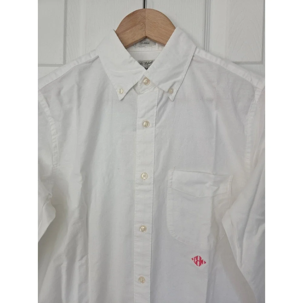 J. Crew Shirt Broken-In Oxford Classic CHW Monogram Mens XS White NWT BE996